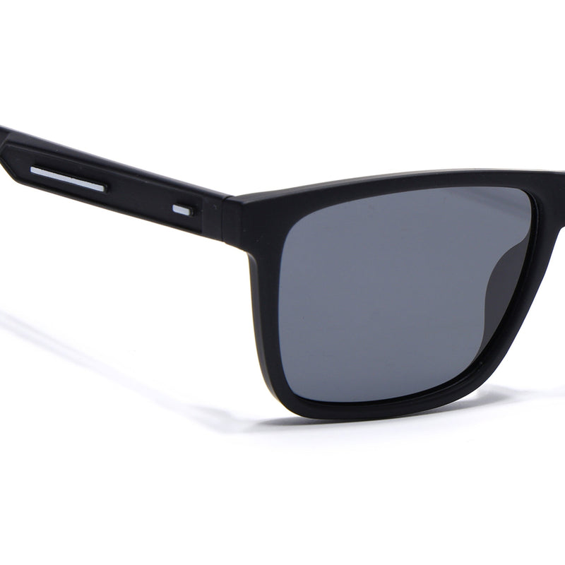Eyejack Crossline Black Square Polarized Sunglasses for Men & Women (1905PCL2074)