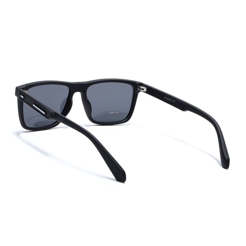 Eyejack Crossline Black Square Polarized Sunglasses for Men & Women (1905PCL2074)