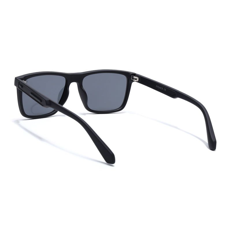 Eyejack Crossline Black Square Polarized Sunglasses for Men & Women (1905PCL2075)