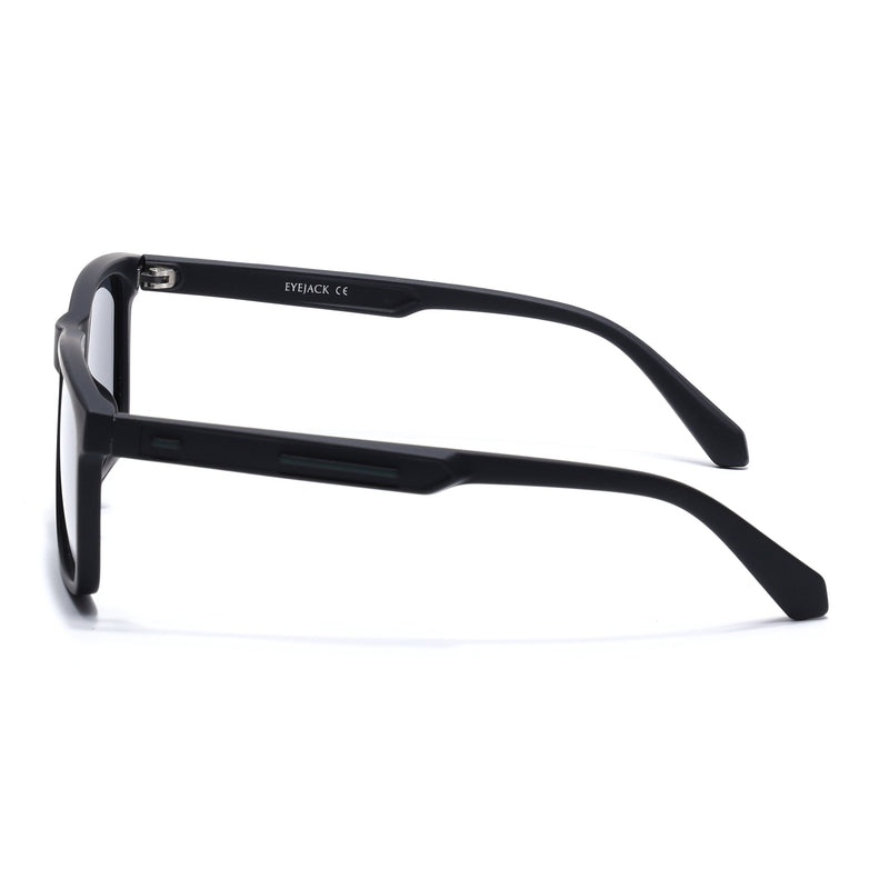 Eyejack Crossline Black Square Polarized Sunglasses for Men & Women (1905PCL2075)