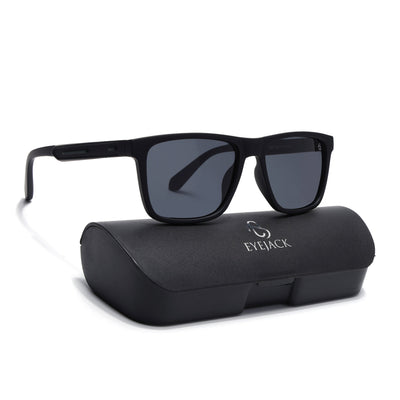 Eyejack Crossline Black Square Polarized Sunglasses for Men & Women (1905PCL2075)