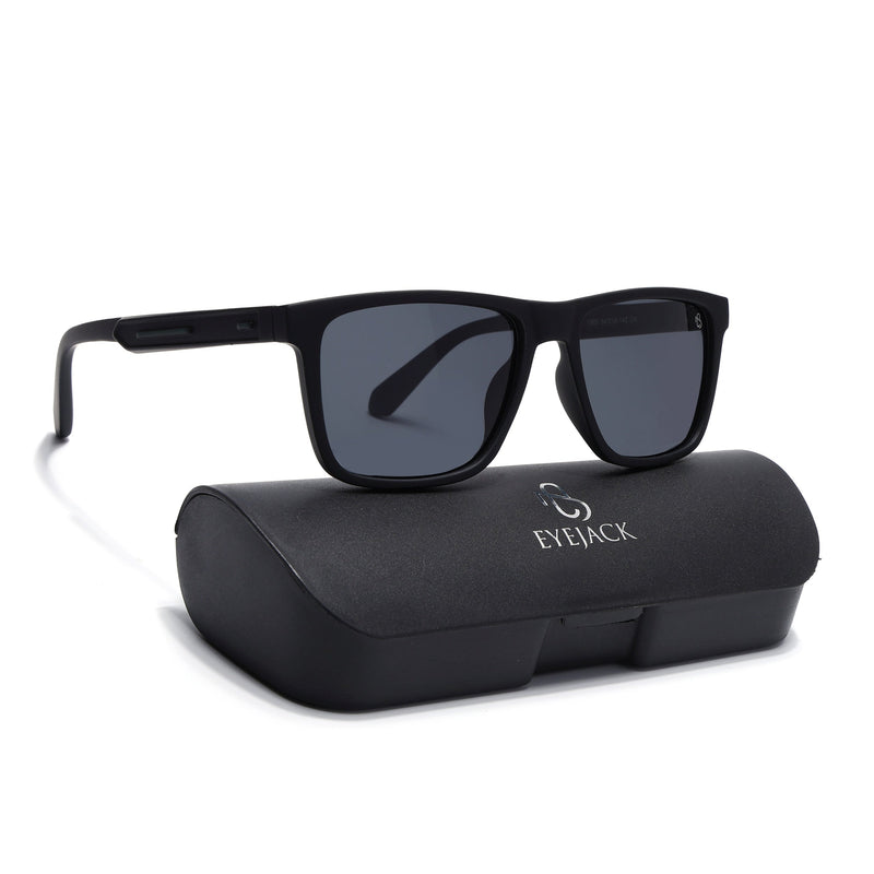 Eyejack Crossline Black Square Polarized Sunglasses for Men & Women (1905PCL2075)