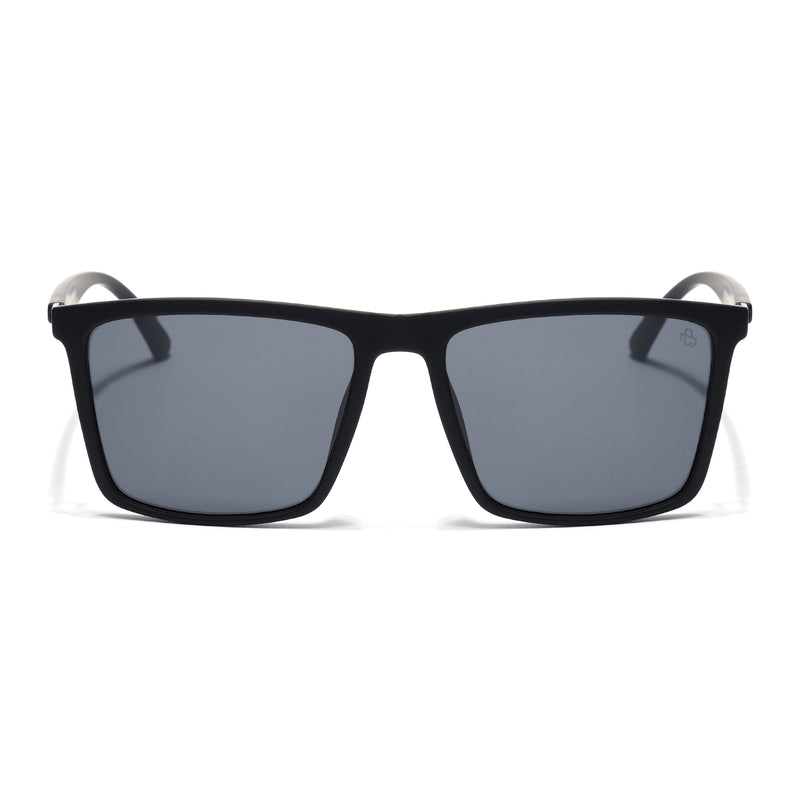 Eyejack Crossline Black Square Polarized Sunglasses for Men & Women (1906PCL2080)