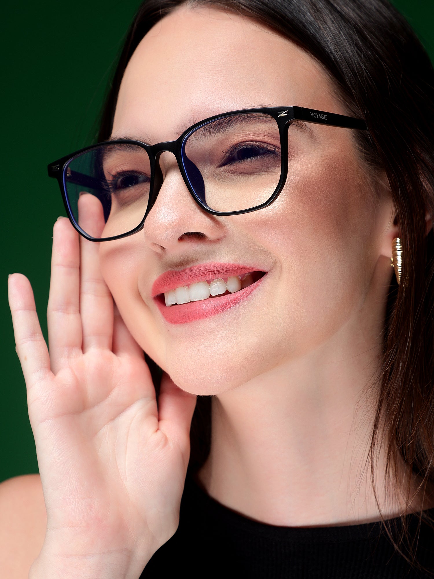 Voyage Air Matt Black Square Eyeglasses for Men & Women (88021MG4591-C3)