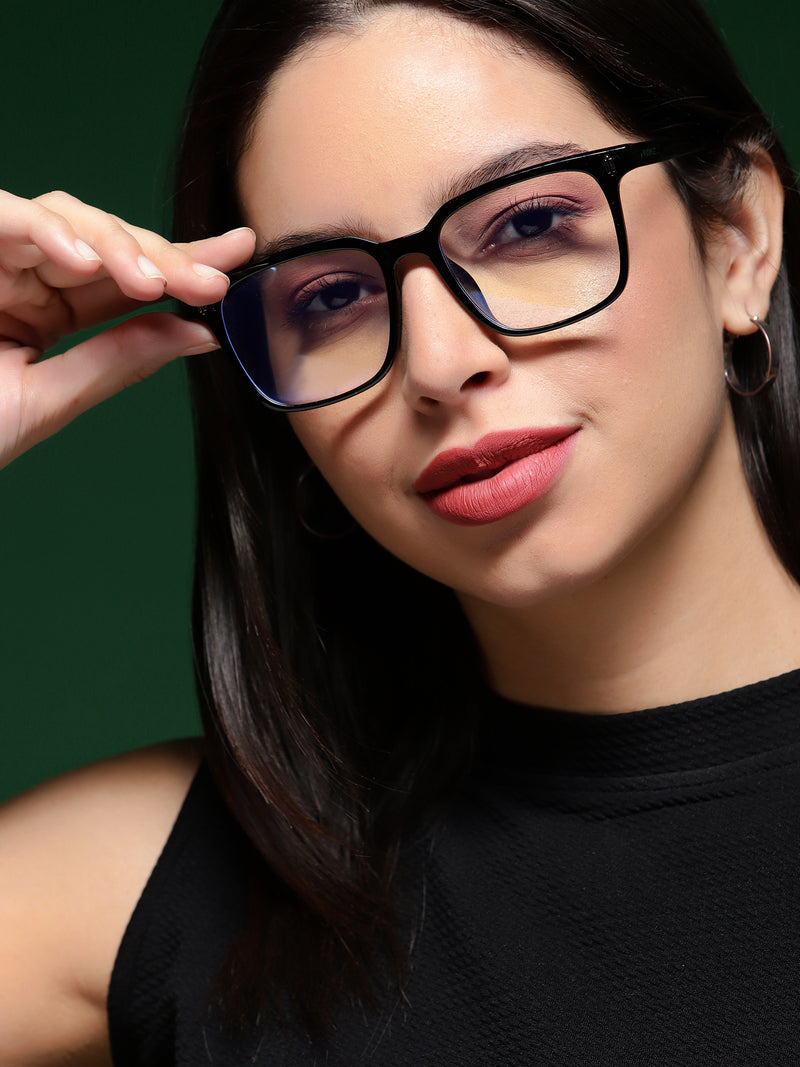 Voyage Air Shine Black Square Eyeglasses for Men & Women (88015MG4593-C1)