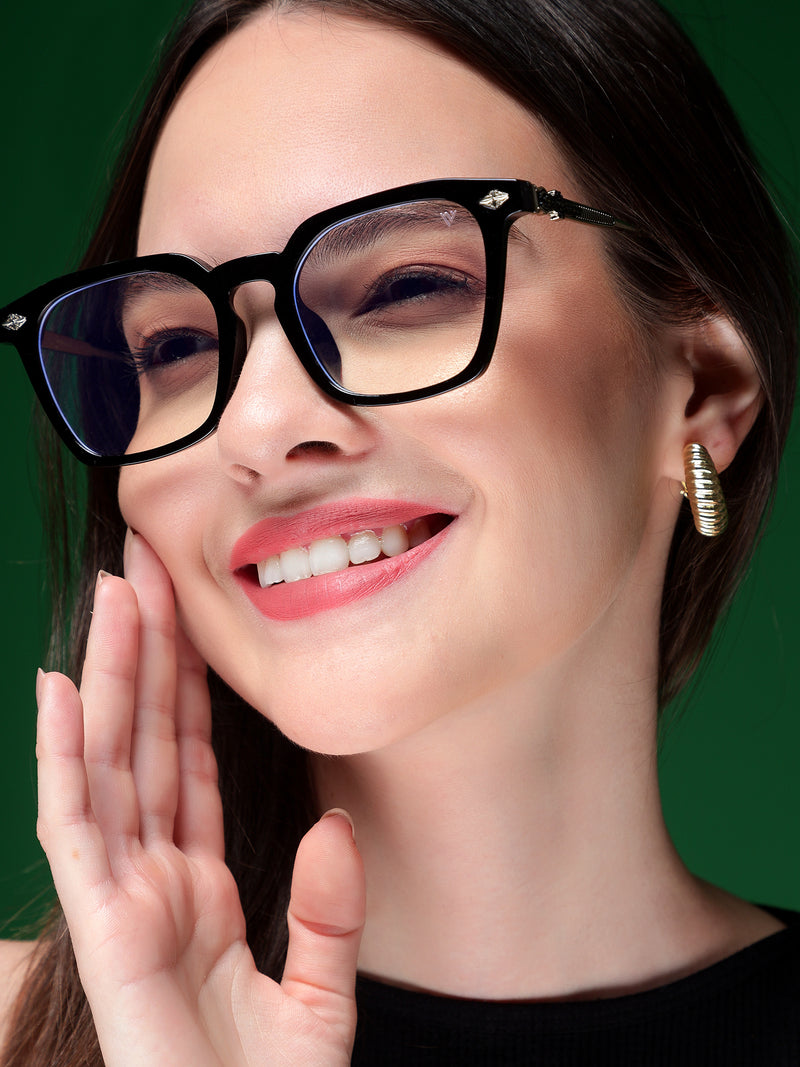 voyage Black Square Eyeglasses for Men & Women for Men & Women (TR83025MG3866-C1)
