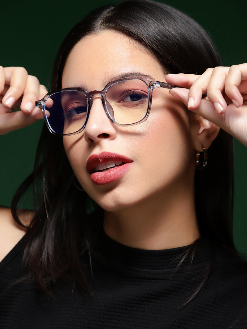 Voyage Air Light Grey Square Eyeglasses for Men & Women (88024MG4589-C2)
