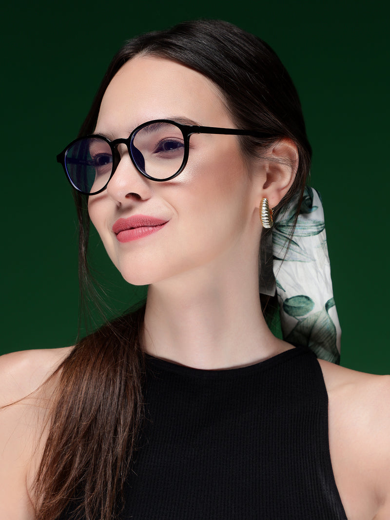 Voyage Air Black Round Eyeglasses for Men & Women (910MG4377-C1)