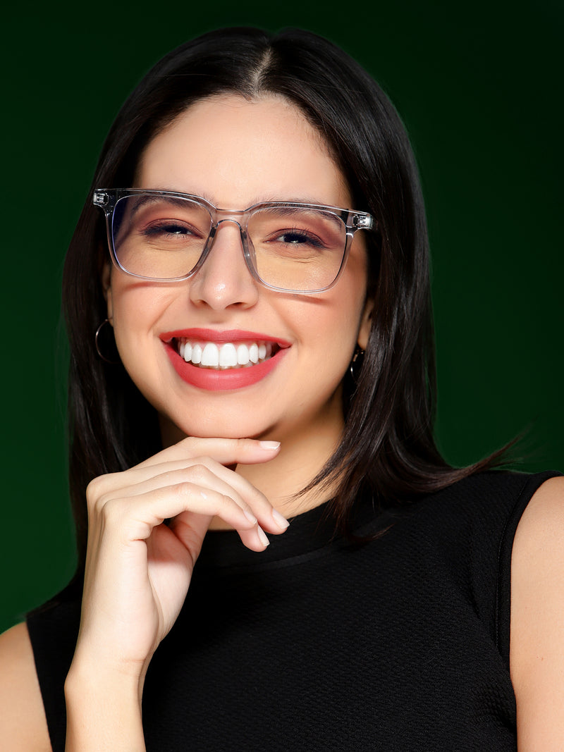 Voyage Air Transparent Square Eyeglasses for Men & Women (88015MG4595-C3)