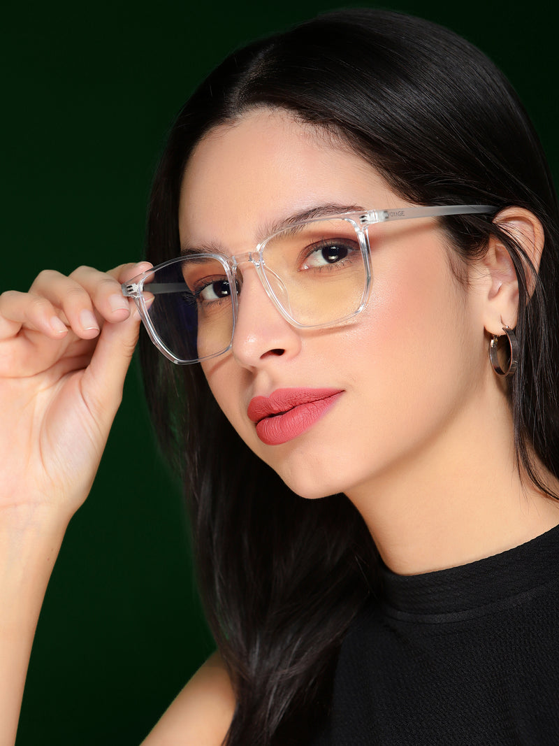 Voyage Air Clear Square Eyeglasses for Men & Women (88013MG4559-C3)