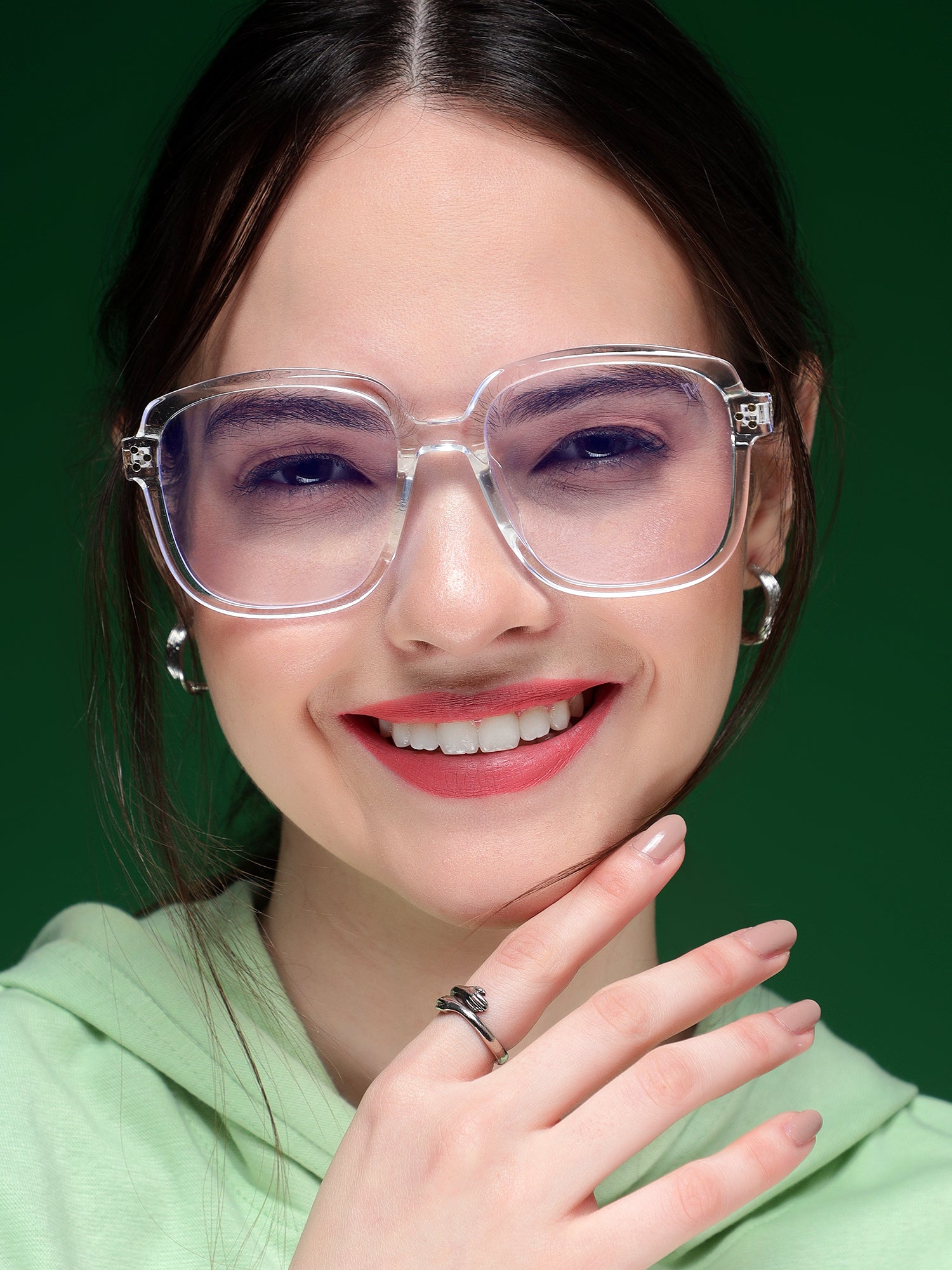 Voyage Glam Clear Oversize Eyeglasses for Men & Women (TR83027MG3853-C4)