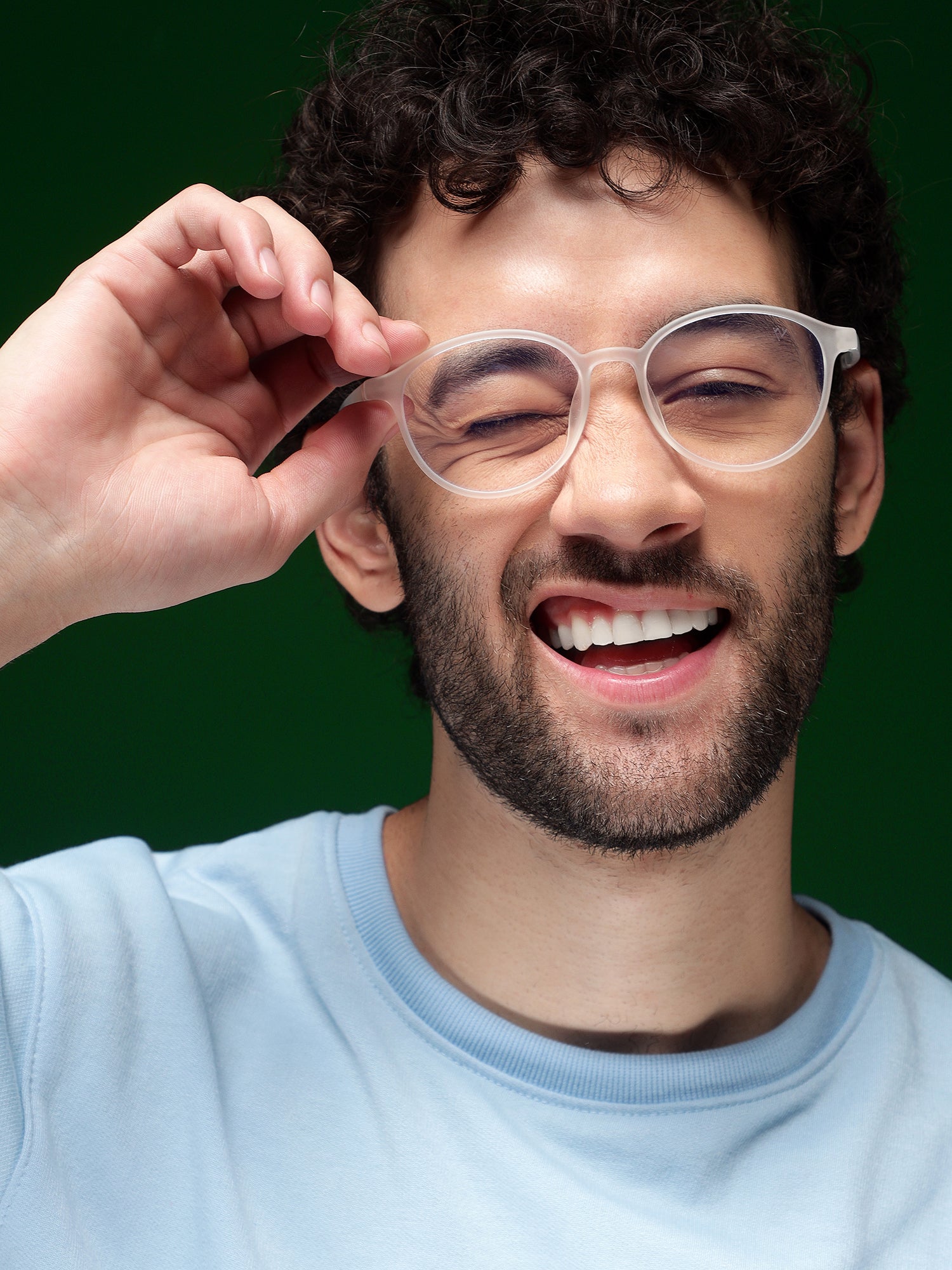 Voyage Air Transparent Round Eyeglasses for Men & Women (910MG4378-C5)