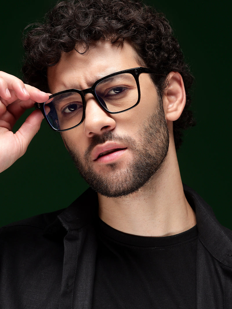 Voyage Air Matt Black Square Eyeglasses for Men & Women (88015MG4594-C2)