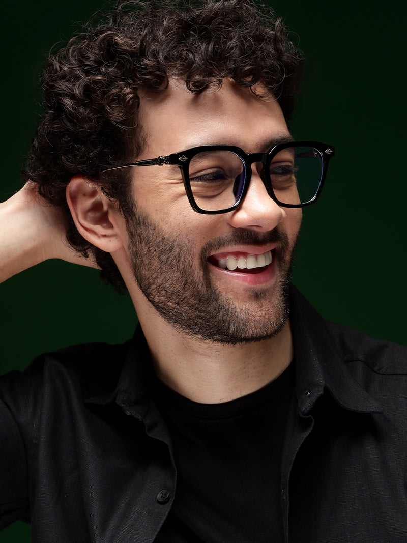 voyage Black Square Eyeglasses for Men & Women for Men & Women (TR83025MG3866-C1)