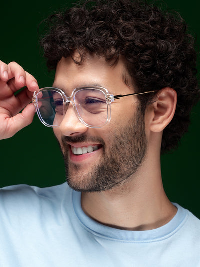 Voyage Glam Clear Oversize Eyeglasses for Men & Women (TR83027MG3853-C4)