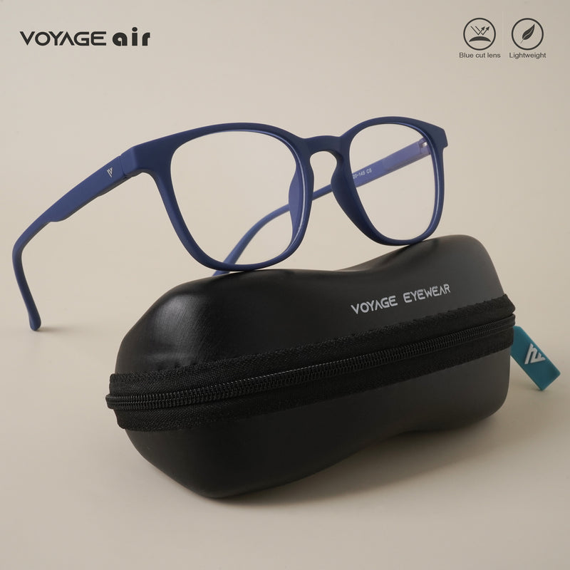 Voyage Air Royal Blue Square Eyeglasses for Men & Women (T011MG4735-C9)