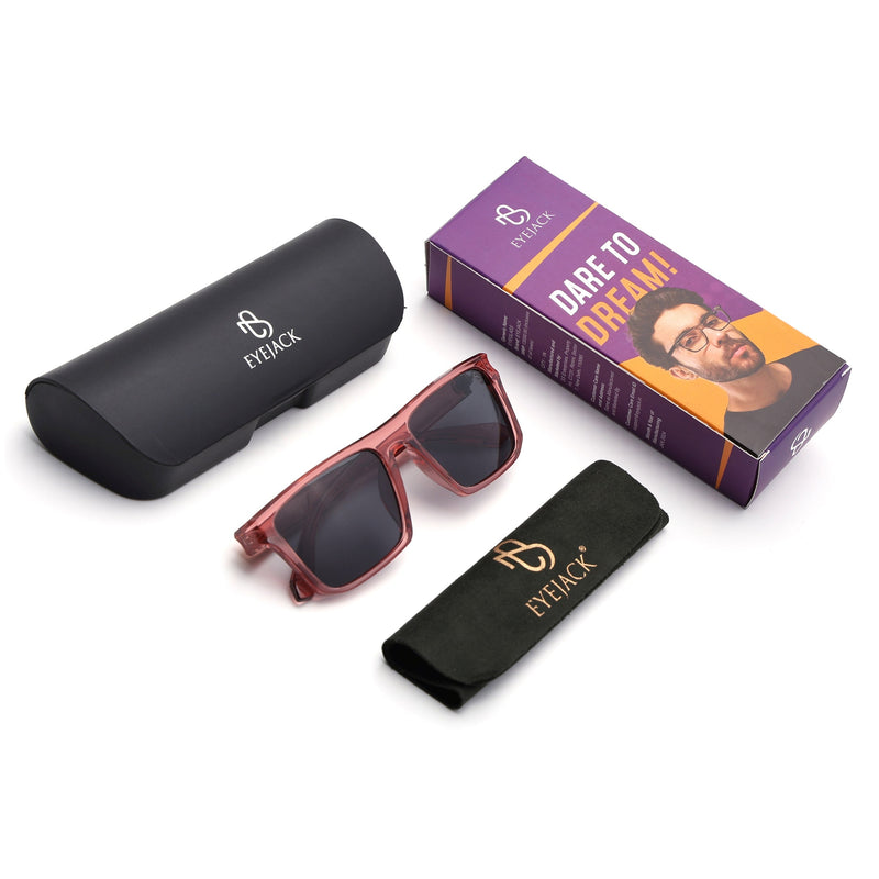 Eyejack Wayfarer Polarized Sunglasses for Men & Women (Black Lens | Wine Frame - 20243PCL537-C4)