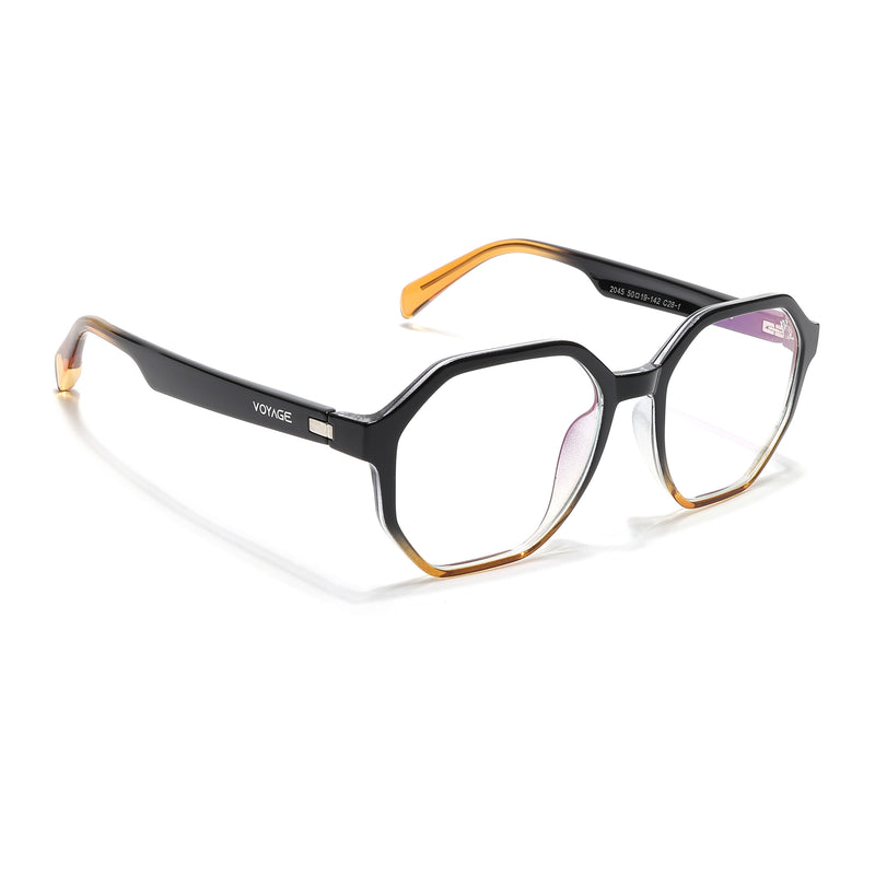 Voyage Visionary Select Black & Brown Geometric Eyeglasses for Men & Women (2045SLMG6464-C4)