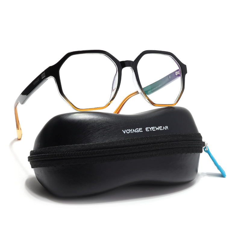 Voyage Visionary Select Black & Brown Geometric Eyeglasses for Men & Women (2045SLMG6464-C4)