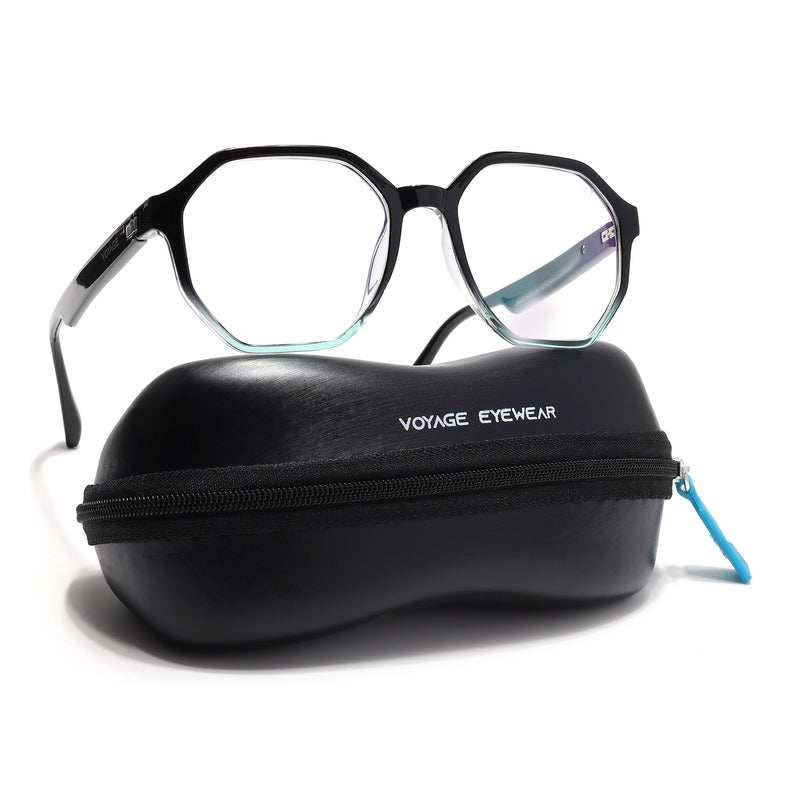 Voyage Visionary Select Black & Blue Geometric Eyeglasses for Men & Women (2045SLMG6465-C5)