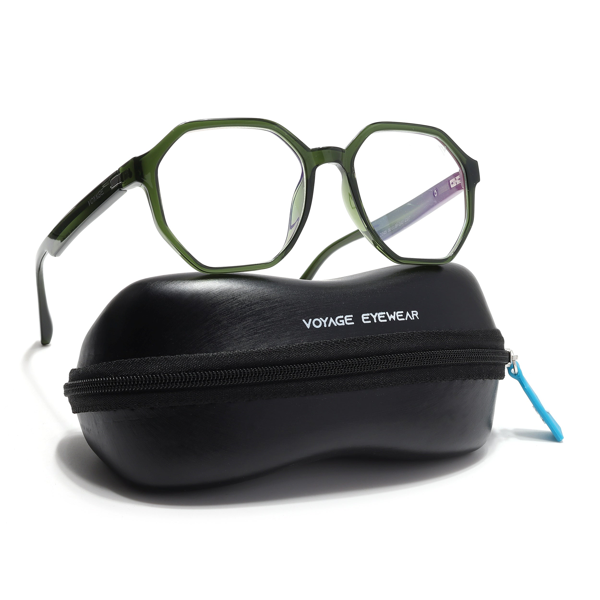 Voyage Visionary Select Olive Geometric Eyeglasses for Men & Women (2045SLMG6467-C7)