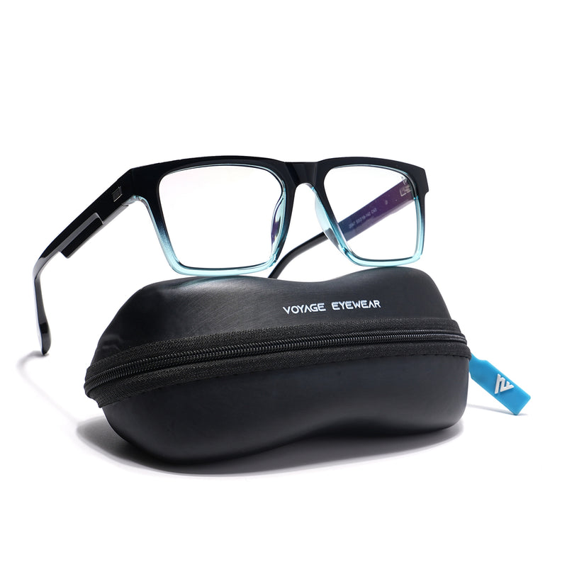 Voyage Visionary Select Black & Light Blue Square Eyeglasses for Men & Women (2047SLMG6400-C6)