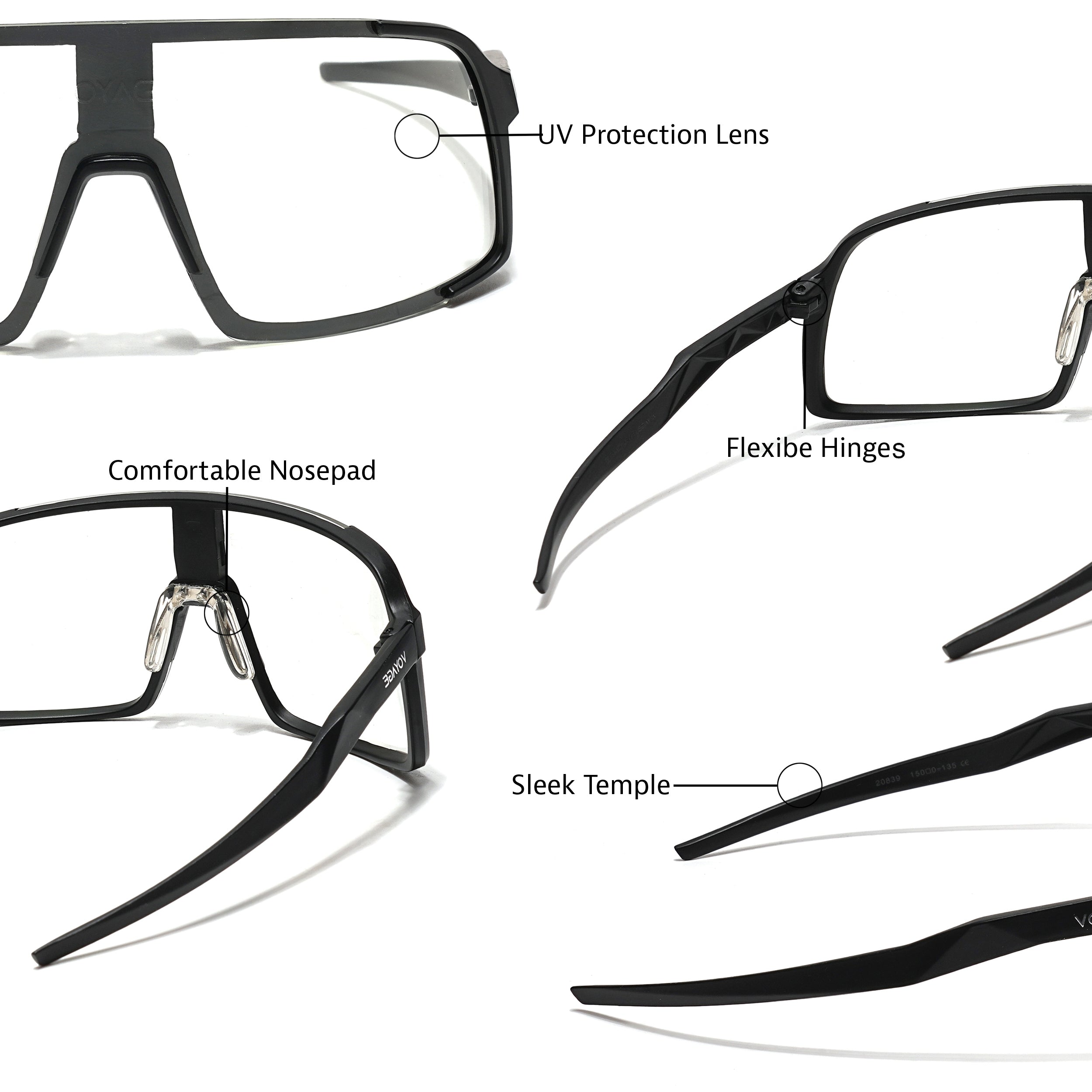 Drift Sunglasses (Clear Lens | Black Frame - MG5630)