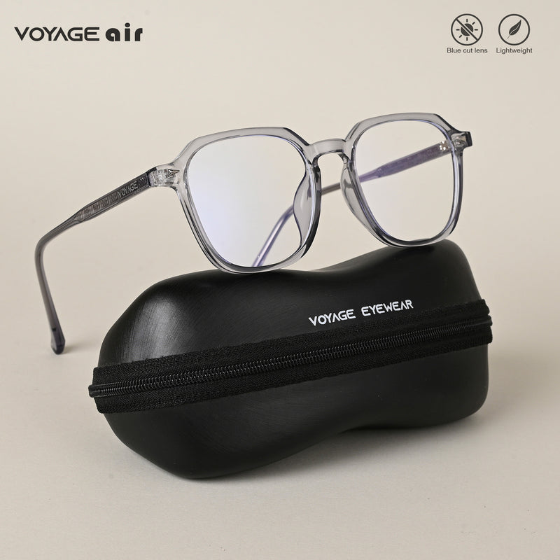 Voyage Air Light Grey Square Eyeglasses for Men & Women (88024MG4589-C2)