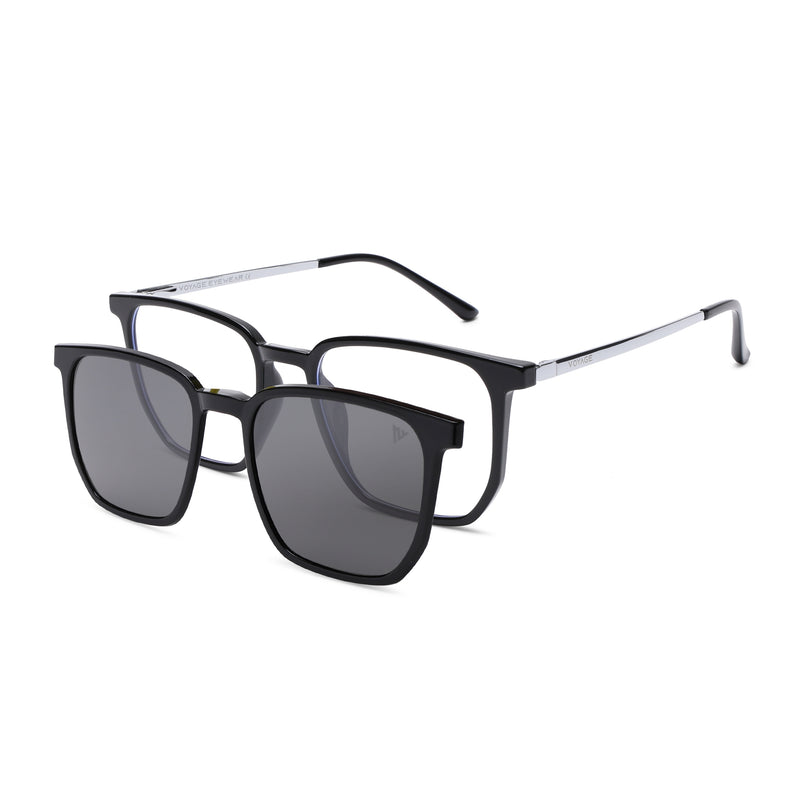 Voyage Black Wayfarer TR Clip-On Polarized Sunglasses for Men & Women (2181PMG4657-C1)