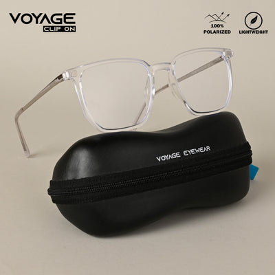 Voyage Transparent Wayfarer TR Clip-On Polarized Sunglasses for Men & Women (2181PMG4658-C2)