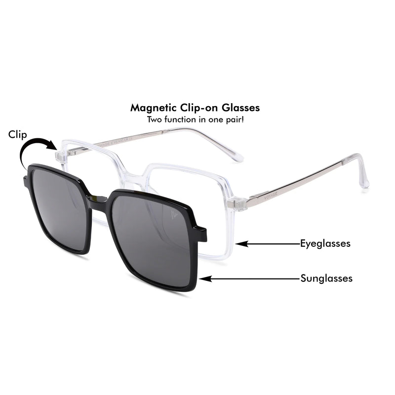 Voyage Transparent Wayfarer TR Clip-On Polarized Sunglasses for Men & Women (2183PMG4662-C2)
