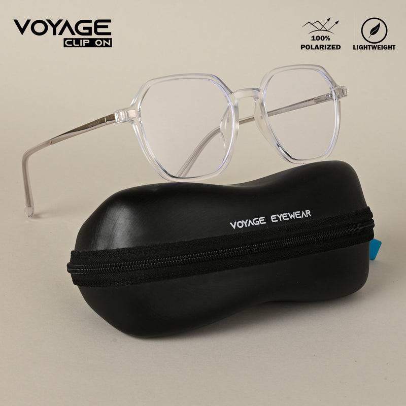 Voyage Transparent Wayfarer TR Clip-On Polarized Sunglasses for Men & Women (2187PMG4670-C2)