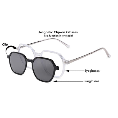 Voyage Transparent Wayfarer TR Clip-On Polarized Sunglasses for Men & Women (2187PMG4670-C2)