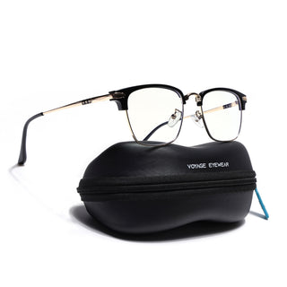 Voyage Golden & Black Square Eyeglasses for Men & Women (22001MG5084-C1)