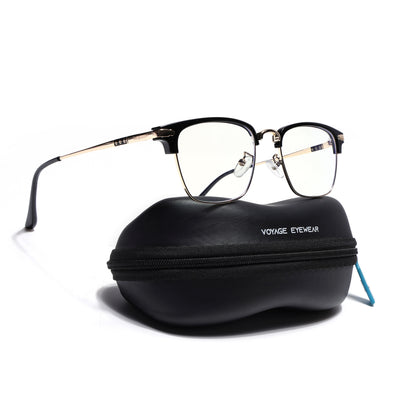 Voyage Golden & Black Square Eyeglasses for Men & Women (22001MG5084-C1)