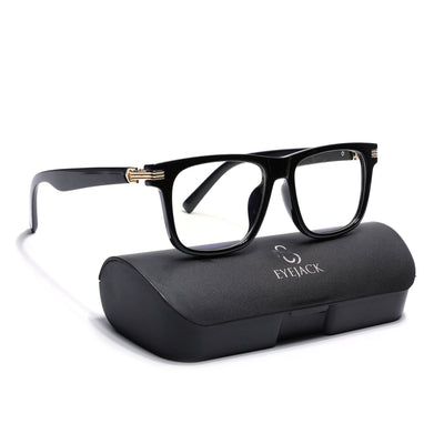 Eyejack Shine Black Square Eyeglasses for Men & Women (2258FCL2150-C1)