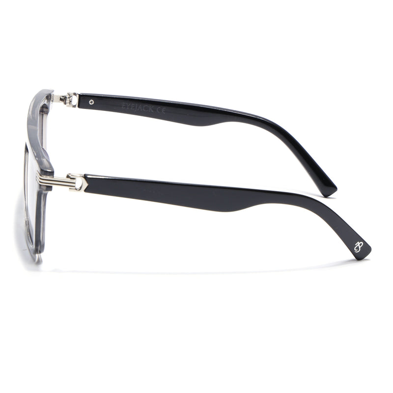 Eyejack Transparent Grey Rectangle Sunglasses for Men & Women (2261CL2149)