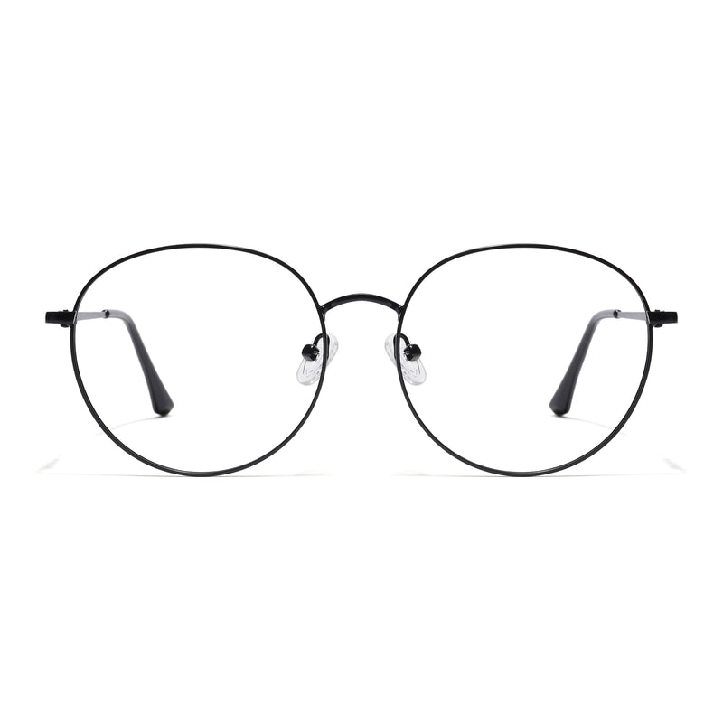 Thin Black Round Eyeglasses for Men & Women (2301GE1790-C1)