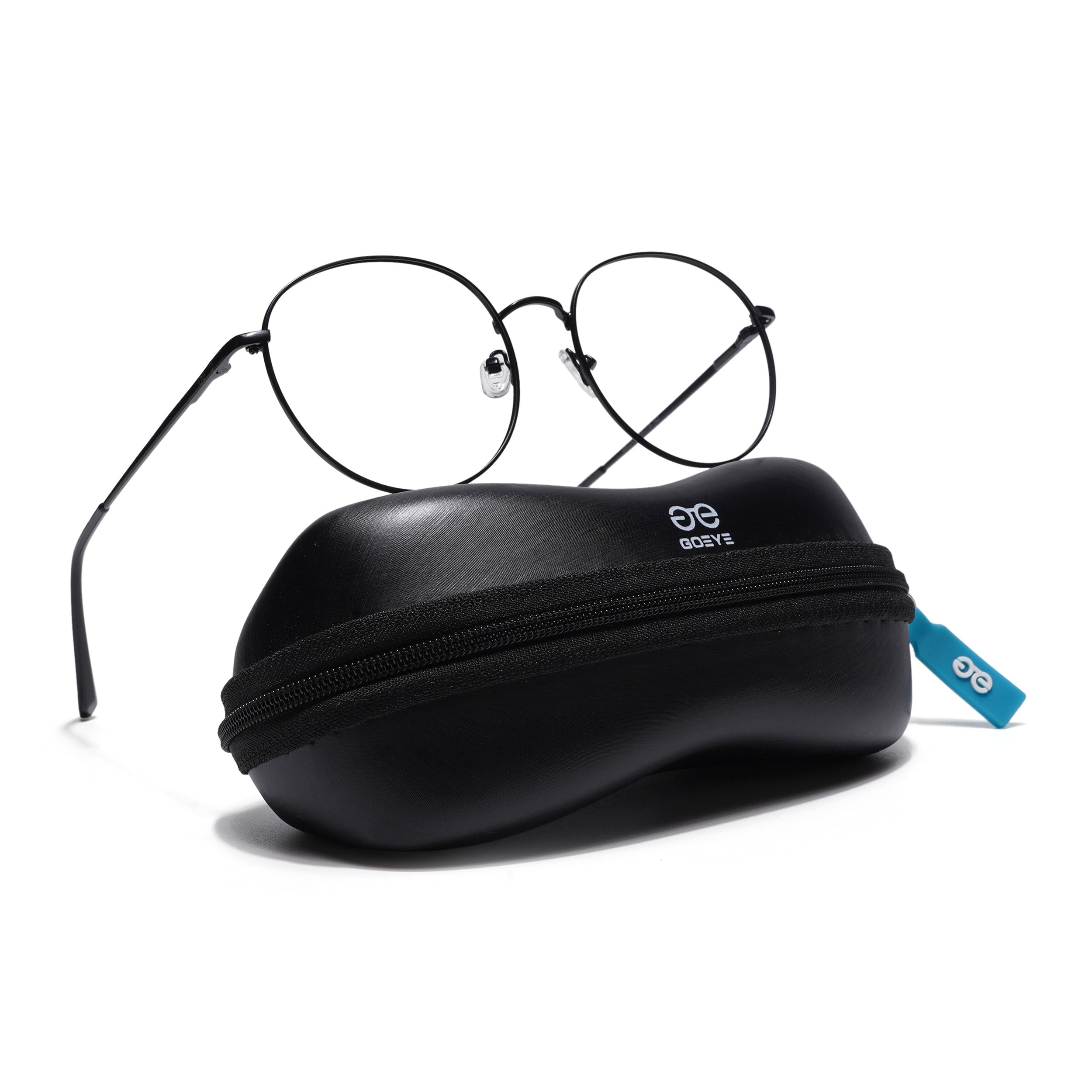Thin Black Round Eyeglasses for Men & Women (2301GE1790-C1)