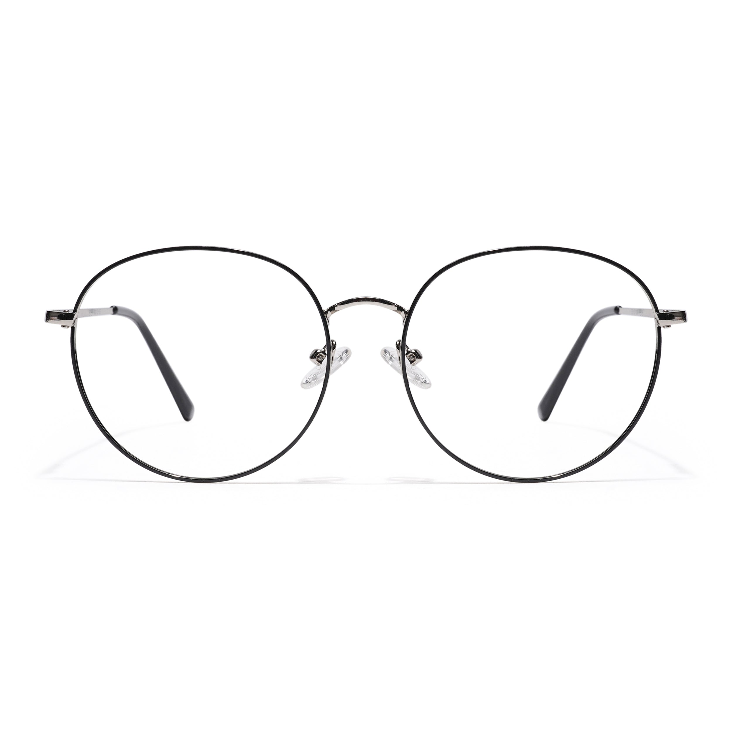 Thin Black & Silver Round Eyeglasses for Men & Women (2301GE1792-C3)