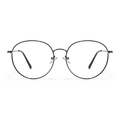 Thin Black & Silver Round Eyeglasses for Men & Women (2301GE1792-C3)