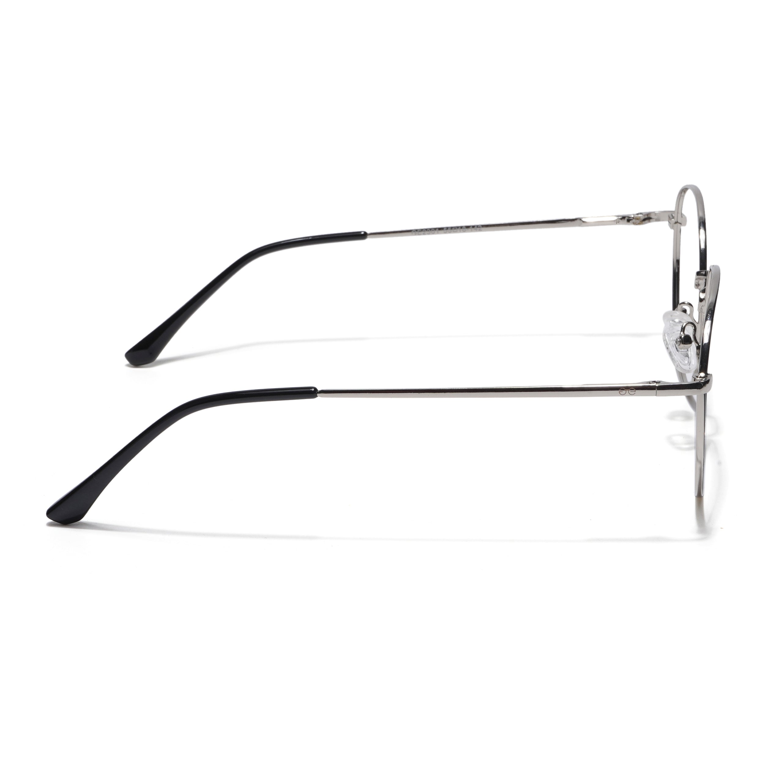Thin Black & Silver Round Eyeglasses for Men & Women (2301GE1792-C3)