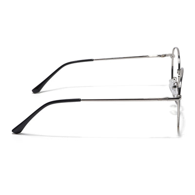 Thin Black & Silver Round Eyeglasses for Men & Women (2301GE1792-C3)