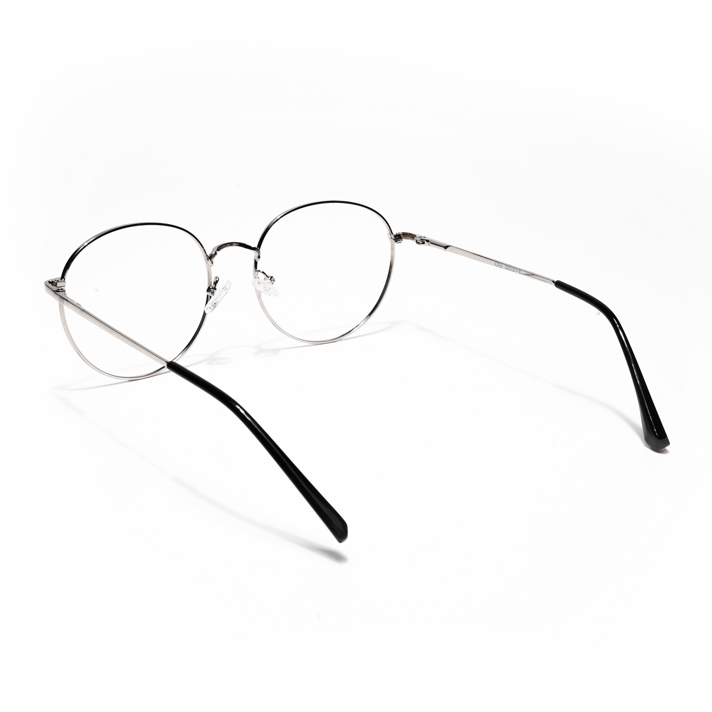 Thin Black & Silver Round Eyeglasses for Men & Women (2301GE1792-C3)