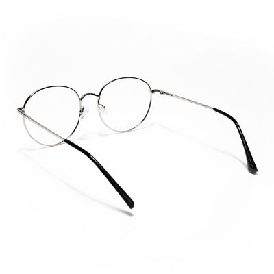 Thin Black & Silver Round Eyeglasses for Men & Women (2301GE1792-C3)