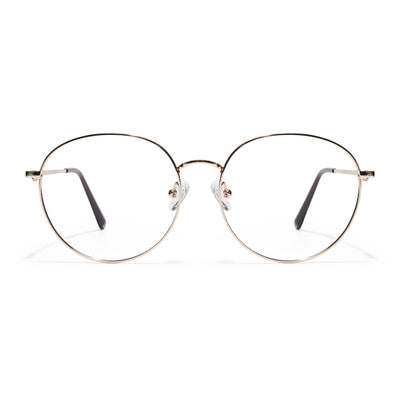 Thin Golden Round Eyeglasses for Men & Women (2301GE1793-C4)