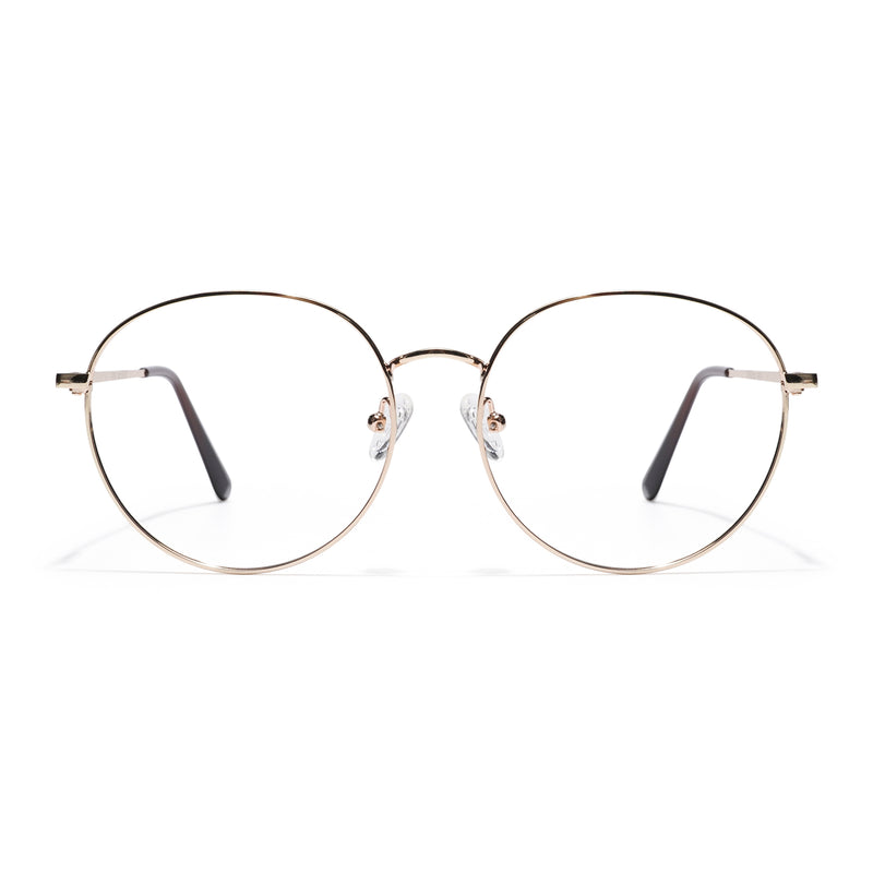 Thin Golden Round Eyeglasses for Men & Women (2301GE1793-C4)