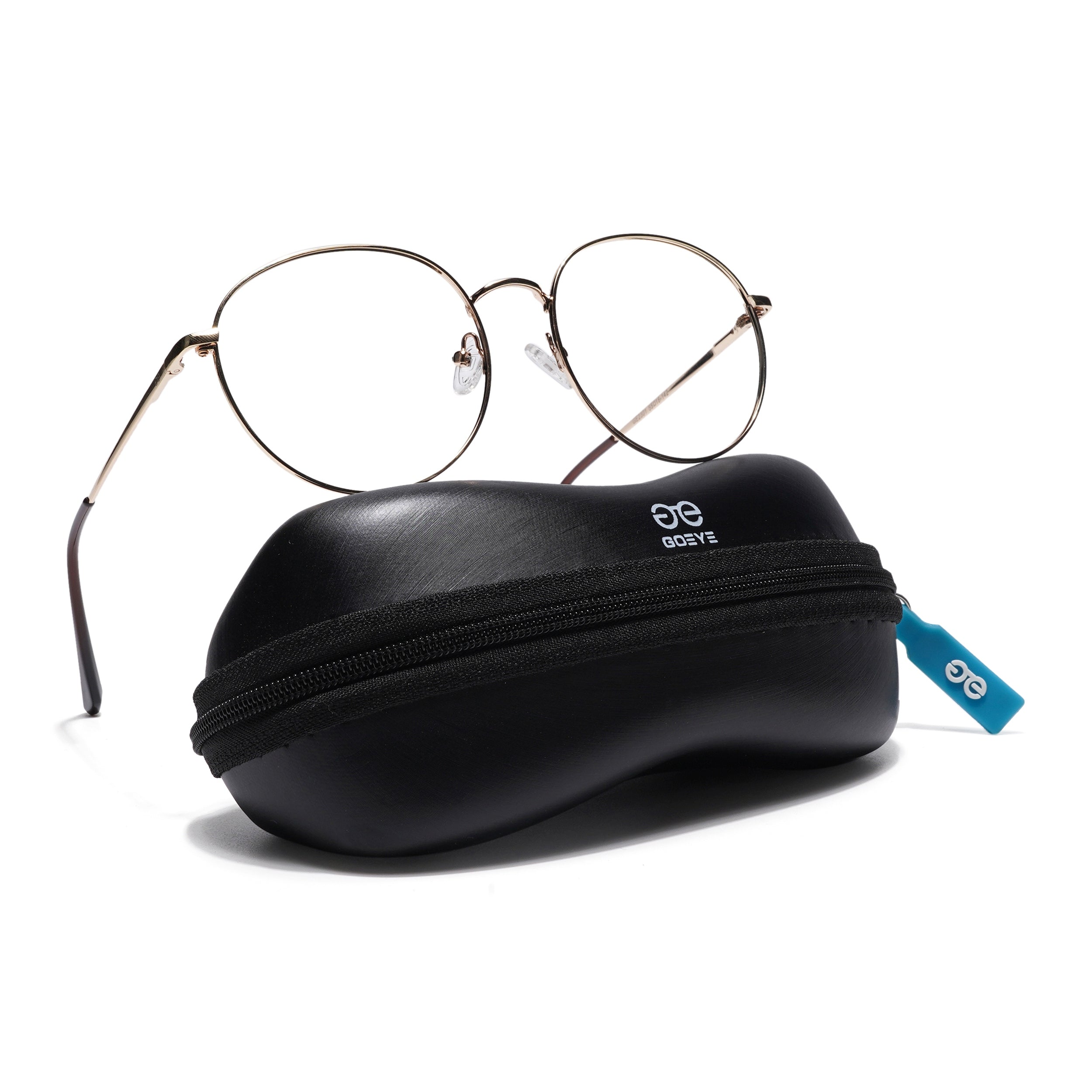 Thin Golden Round Eyeglasses for Men & Women (2301GE1793-C4)