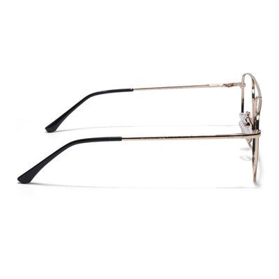 Thin Golden Round Eyeglasses for Men & Women (2301GE1793-C4)