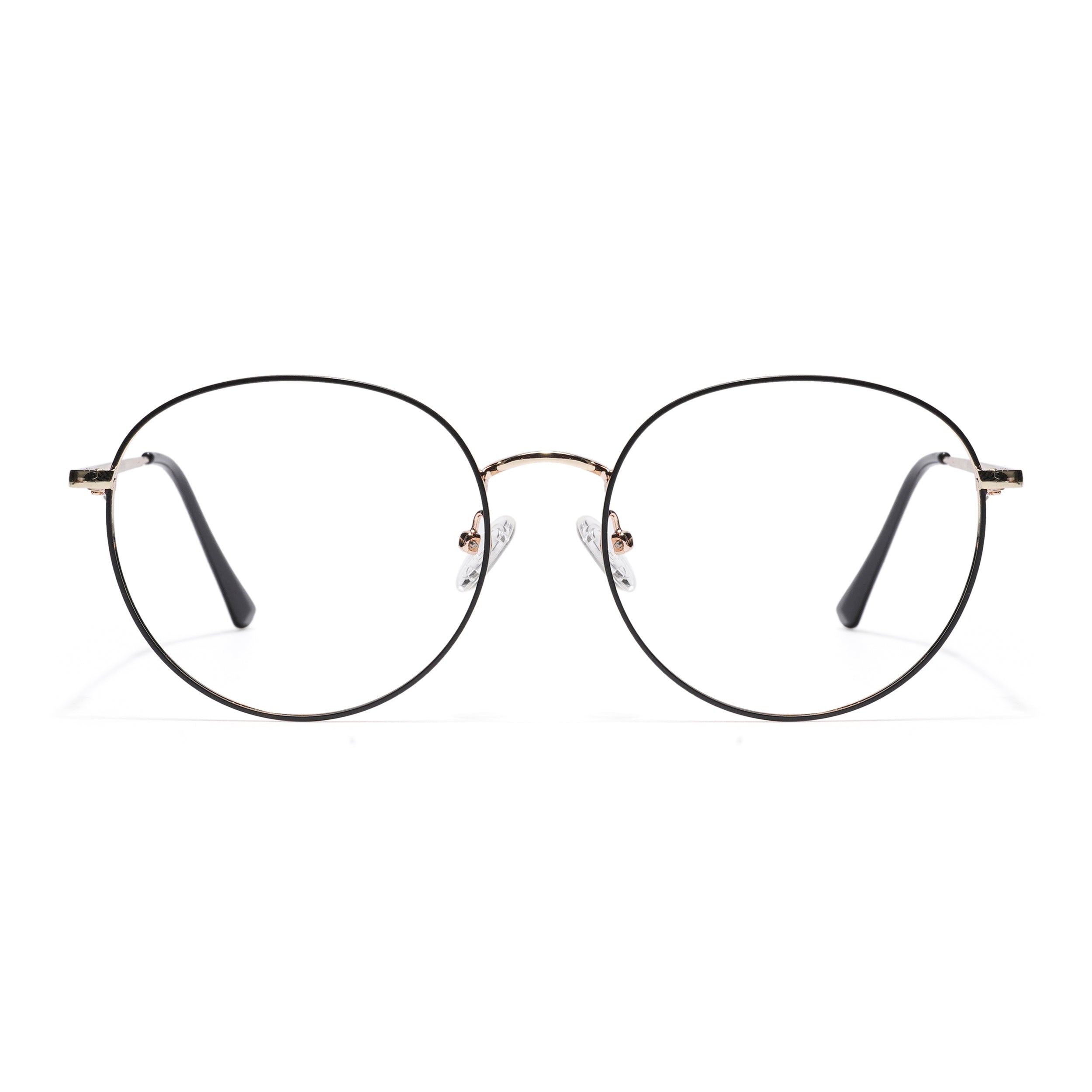 Thin Black & Golden Round Eyeglasses for Men & Women (2301GE1794-C5)